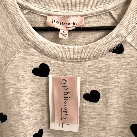 comfy sweatshirt, gray w/black hearts, phi… - Picture 2 of 12
